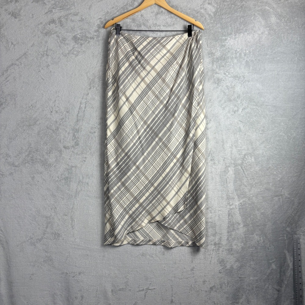 Vintage Jones New York Skirt Silk Maxi Wrap Plaid 12 Professional Office Luxury